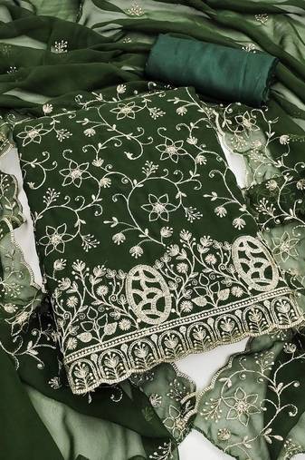 Embroidered Semi-Stitched Dress Material