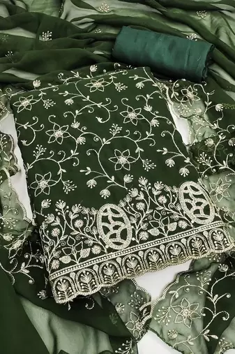 Embroidered Semi-Stitched Dress Material