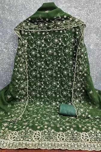 Embroidered Semi-Stitched Dress Material