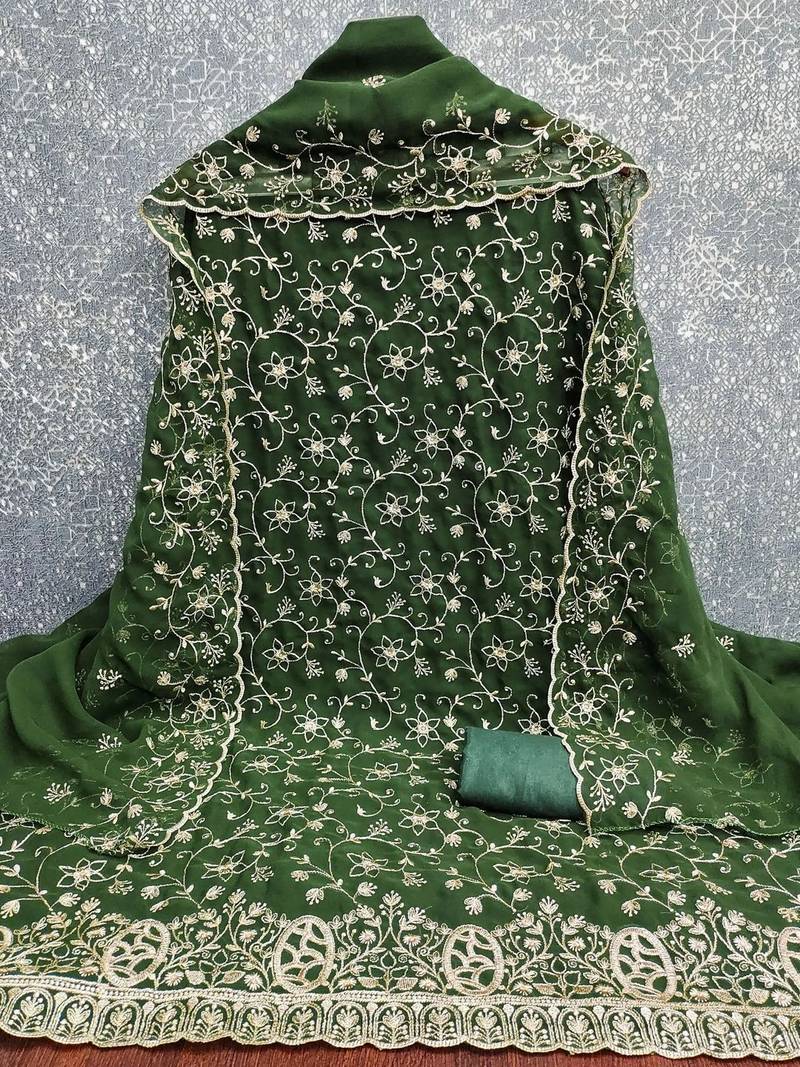 Embroidered Semi-Stitched Dress Material