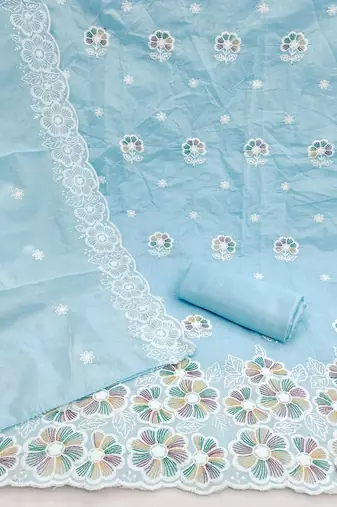Embroidered Semi-Stitched Dress Material