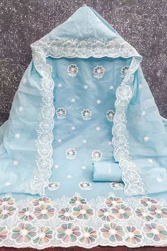Embroidered Semi-Stitched Dress Material