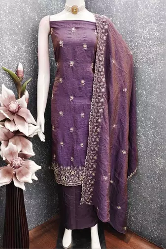 Women Embellished Art Silk Unstitched Dress Material