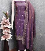Women Embellished Art Silk Unstitched Dress Material