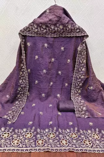 Women Embellished Art Silk Unstitched Dress Material
