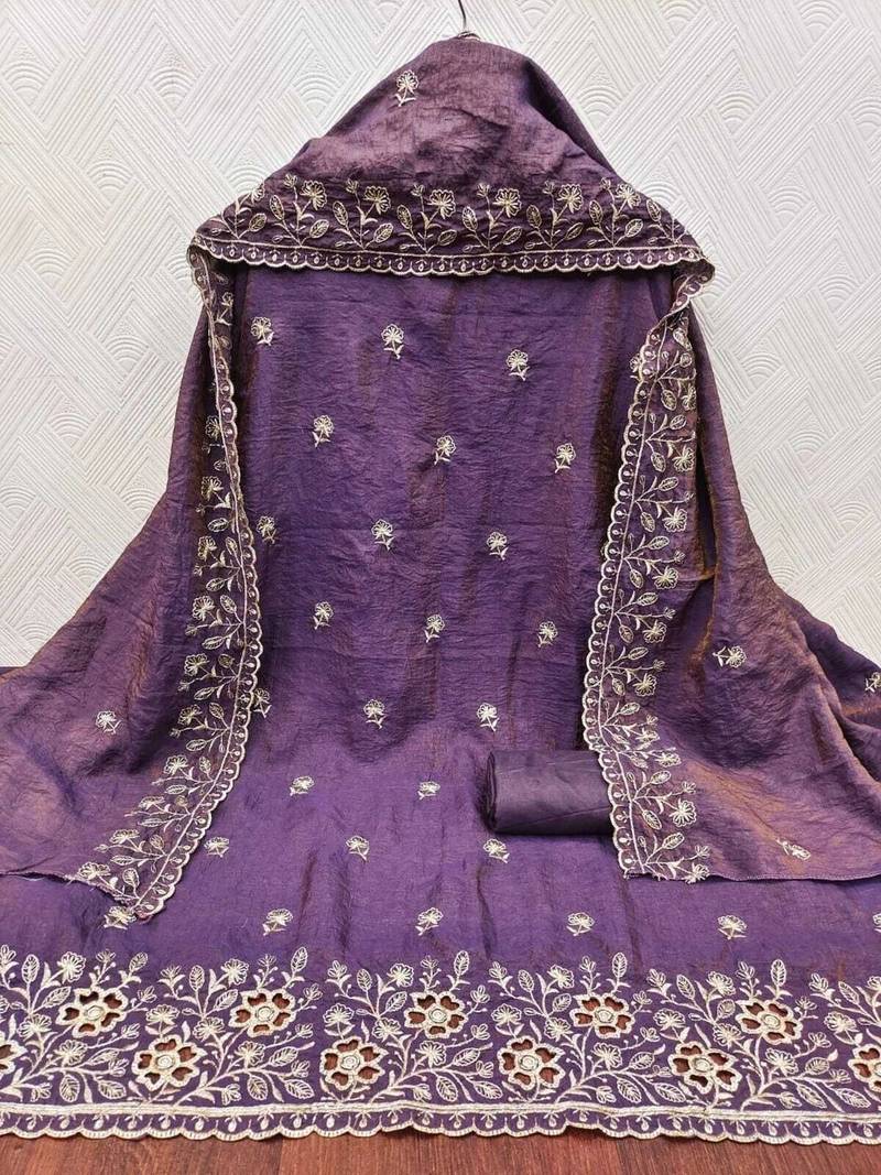 Women Embellished Art Silk Unstitched Dress Material
