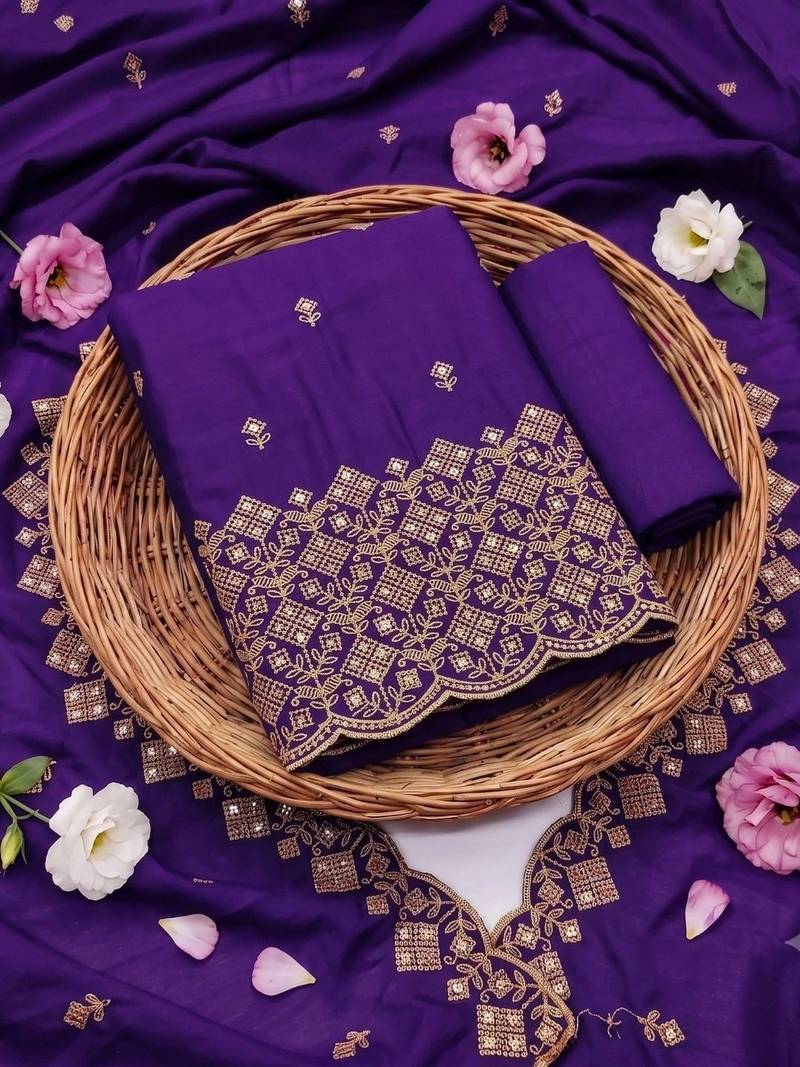 Embellished Unstitched Dress Material