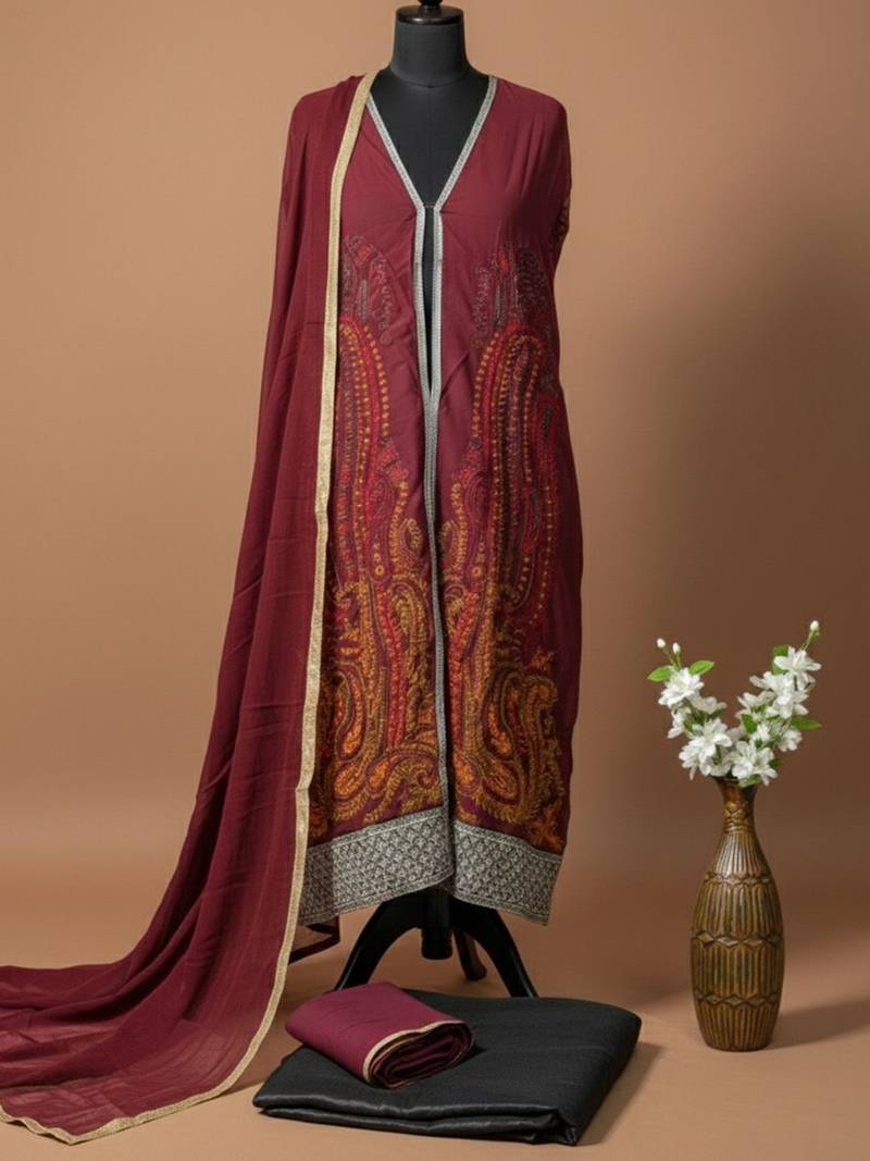 Embroidered Unstitched Dress Material
