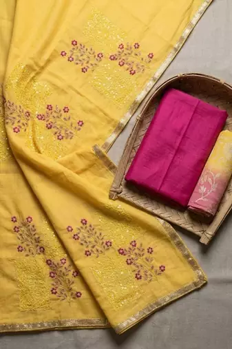 Embroidered Pure Silk Unstitched Dress Material