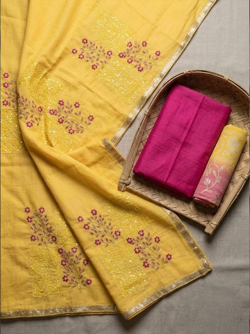 Embroidered Pure Silk Unstitched Dress Material