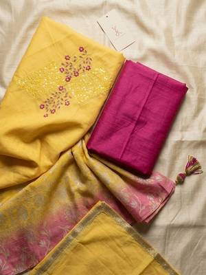 Embroidered Pure Silk Unstitched Dress Material 2