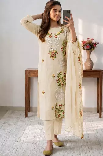 Embellished Unstitched Dress Material