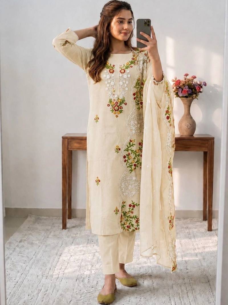 Embellished Unstitched Dress Material