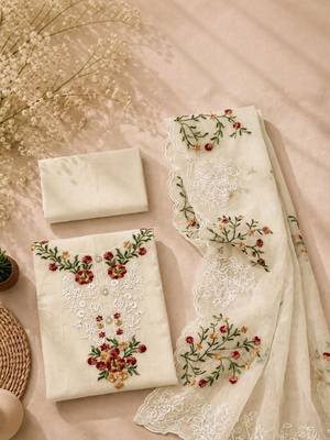 Embellished Unstitched Dress Material 2