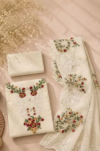 Embellished Unstitched Dress Material