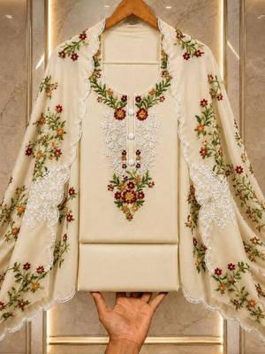 Embellished Unstitched Dress Material 3