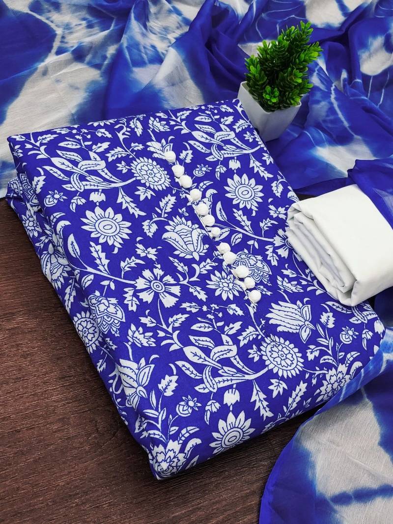 Printed Pure Cotton Unstitched Dress Material