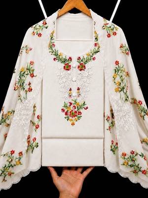 Embellished Unstitched Dress Material 2