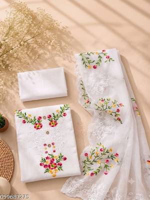 Embellished Unstitched Dress Material 4