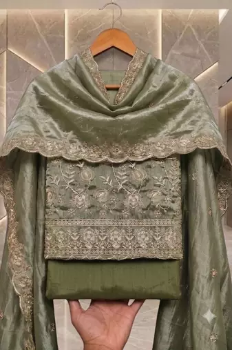 Embellished Unstitched Dress Material