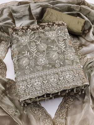 Embellished Unstitched Dress Material 5