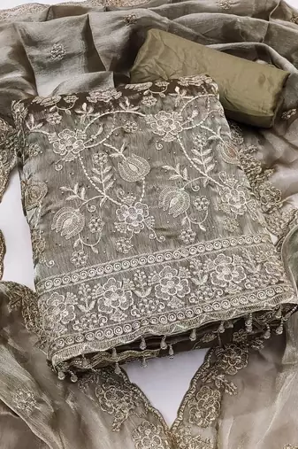 Embellished Unstitched Dress Material