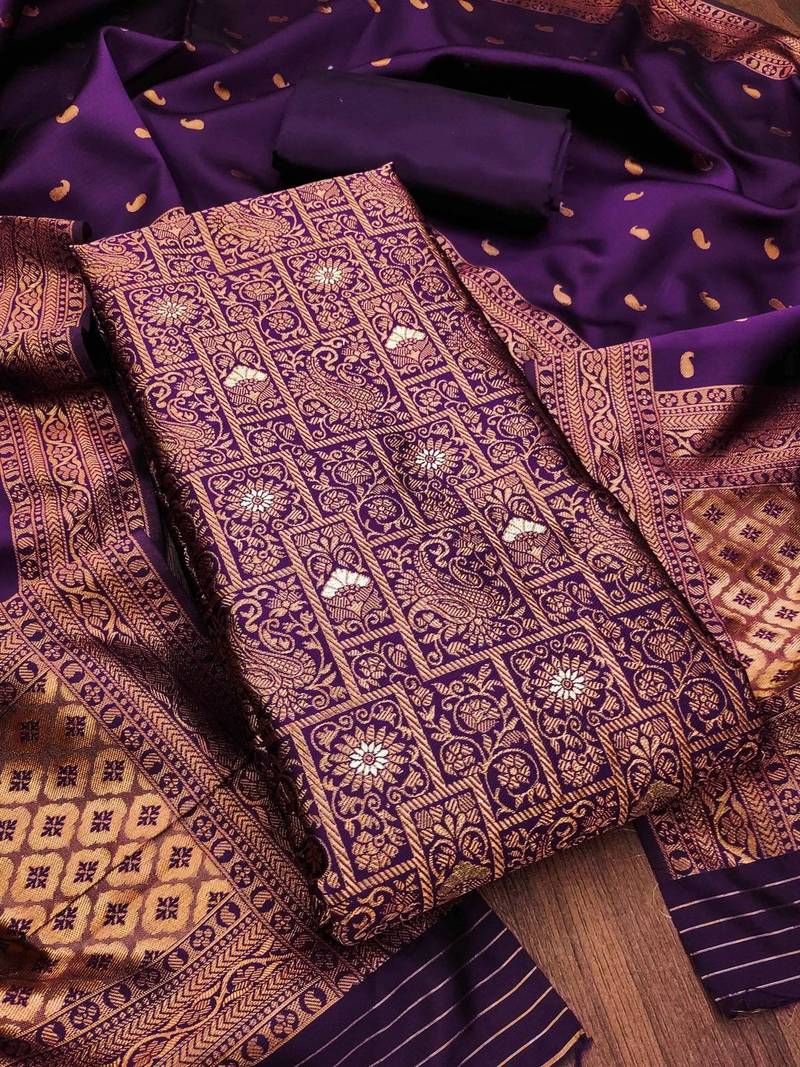 Art Silk Semi-Stitched Dress Material