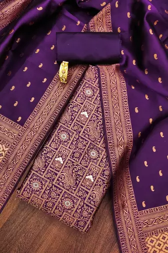 Art Silk Semi-Stitched Dress Material