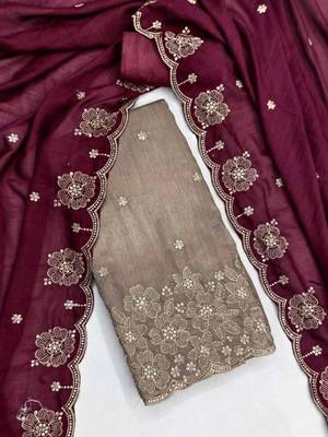 Embellished Unstitched Dress Material 4