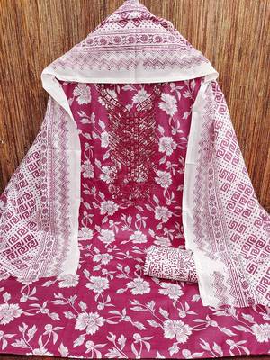 Floral Printed Pure Cotton Unstitched Dress Material 2