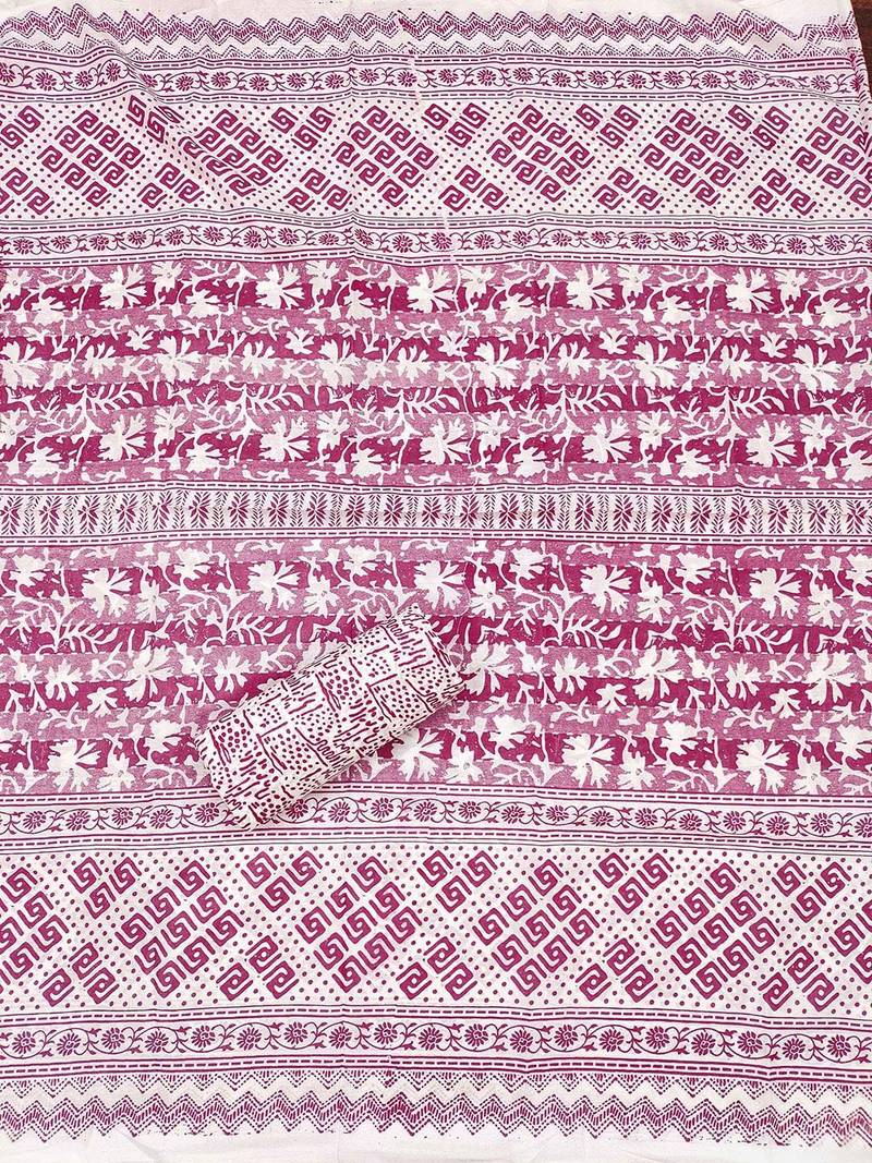 Floral Printed Pure Cotton Unstitched Dress Material