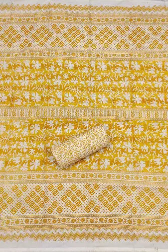 Floral Printed Sequnnied Pure Cotton Unstitched Dress Material
