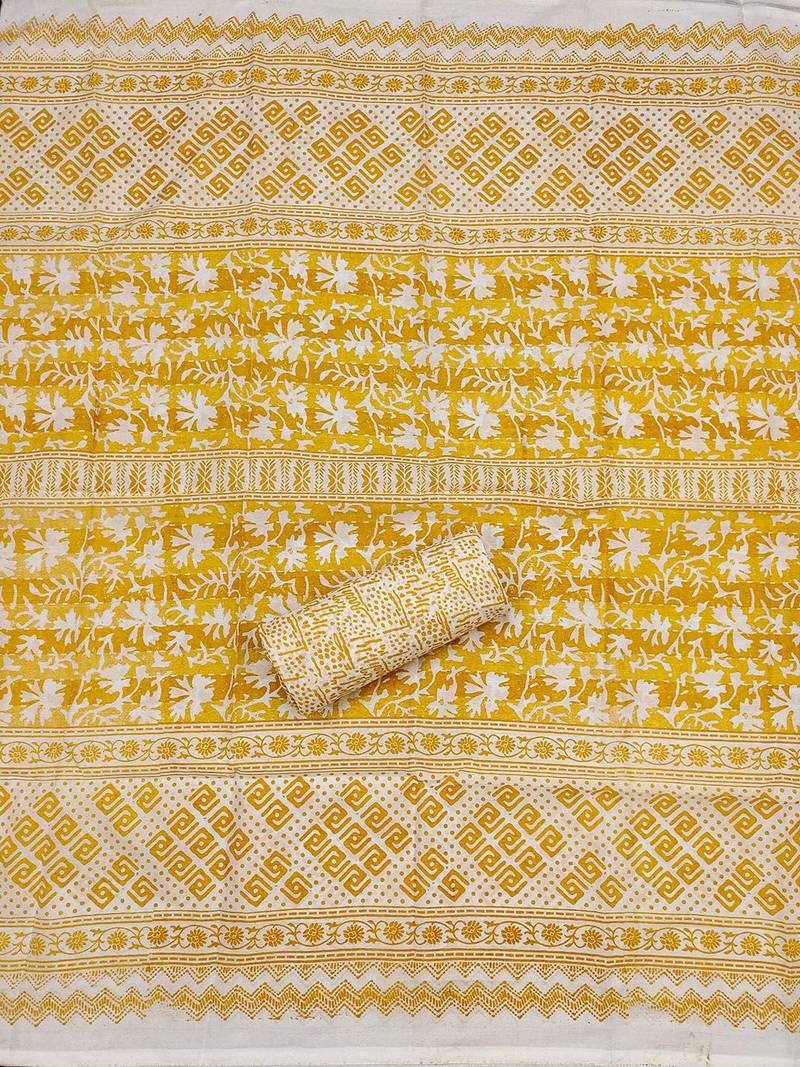 Floral Printed Sequnnied Pure Cotton Unstitched Dress Material