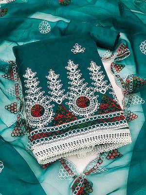 Embroidered Organza Unstitched Dress Material 1