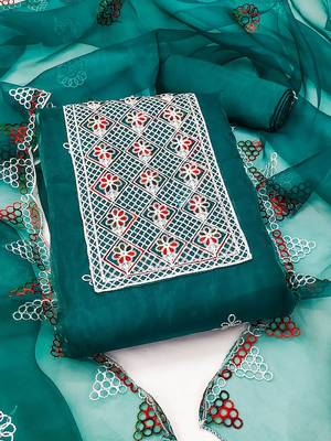 Embroidered Organza Unstitched Dress Material 2