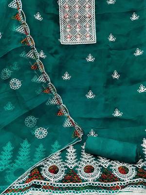 Embroidered Organza Unstitched Dress Material 4