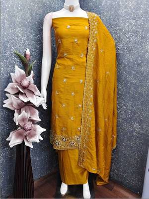 Embellished Unstitched Dress Material 1