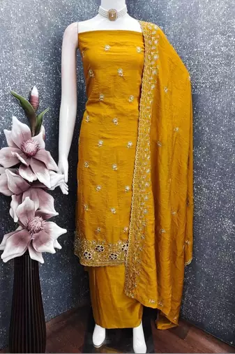 Embellished Unstitched Dress Material