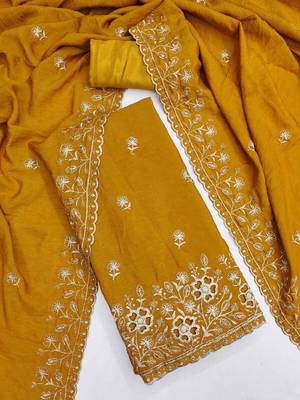 Embellished Unstitched Dress Material 3