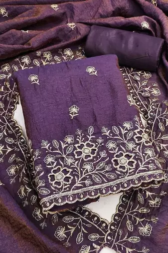 Women Embellished Unstitched Dress Material