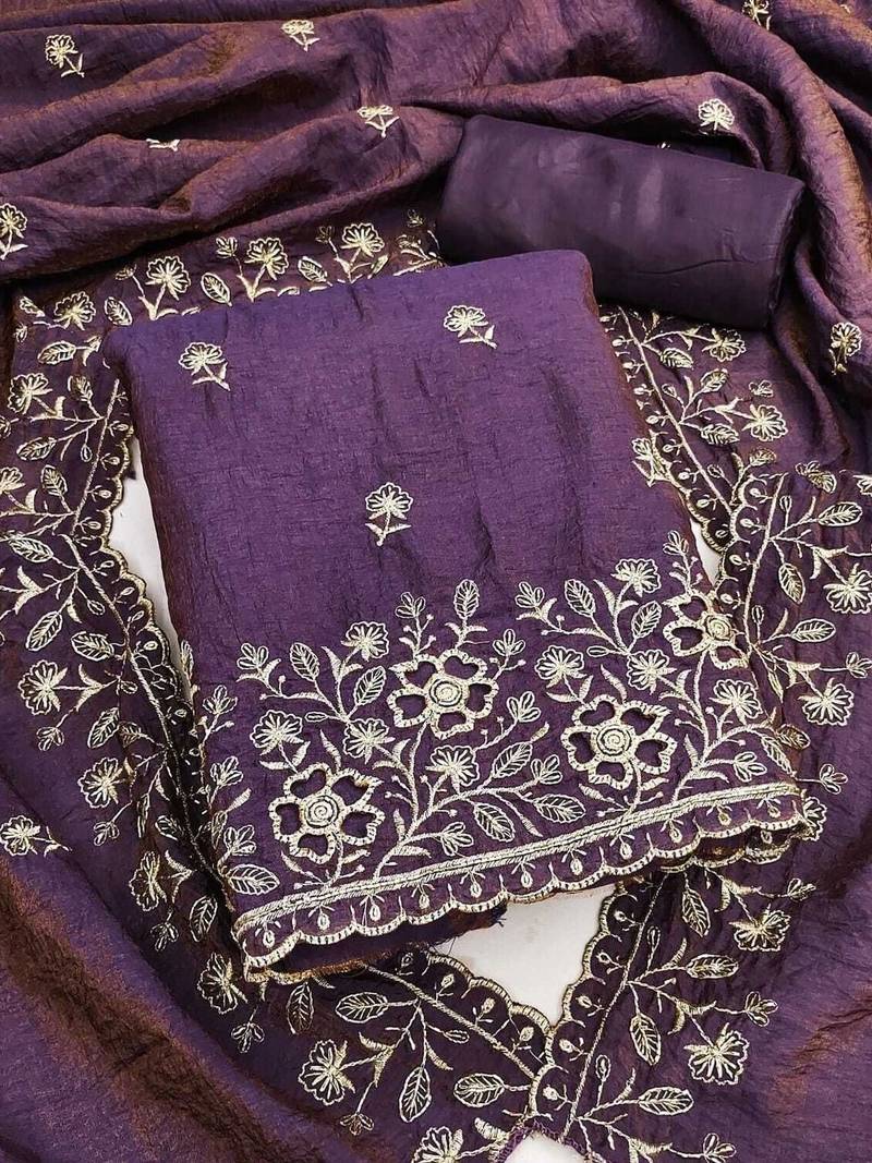 Women Embellished Unstitched Dress Material