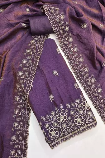 Women Embellished Unstitched Dress Material