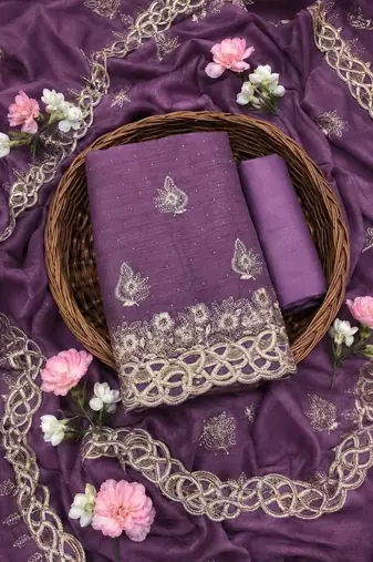Embellished Unstitched Dress Material