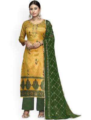 Floral Woven Design Banarasi Jacquard Unstitched Dress Material 1