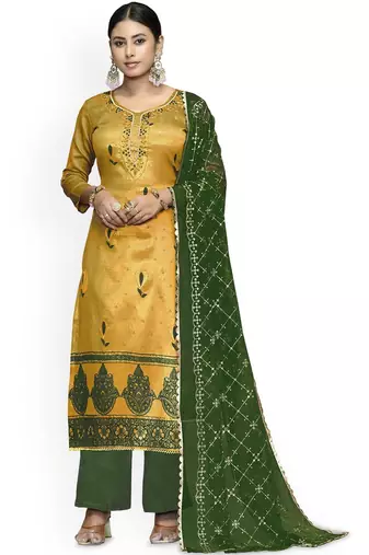 Floral Woven Design Banarasi Jacquard Unstitched Dress Material