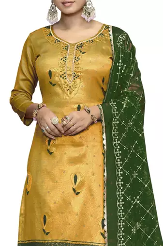 Floral Woven Design Banarasi Jacquard Unstitched Dress Material