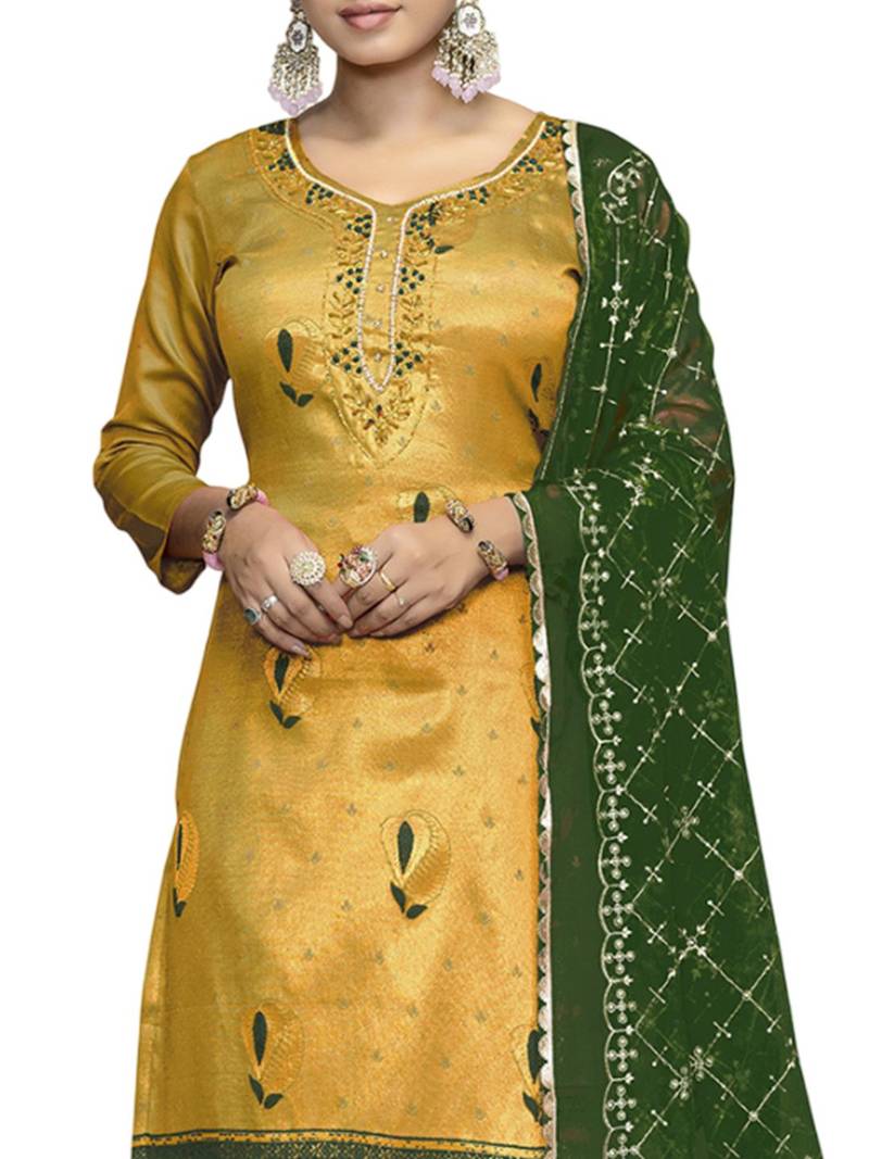 Floral Woven Design Banarasi Jacquard Unstitched Dress Material