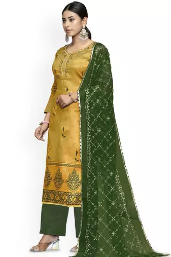 Floral Woven Design Banarasi Jacquard Unstitched Dress Material