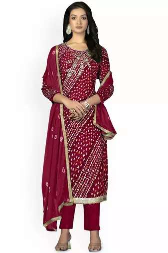 Floral Printed Zari Unstitched Dress Material