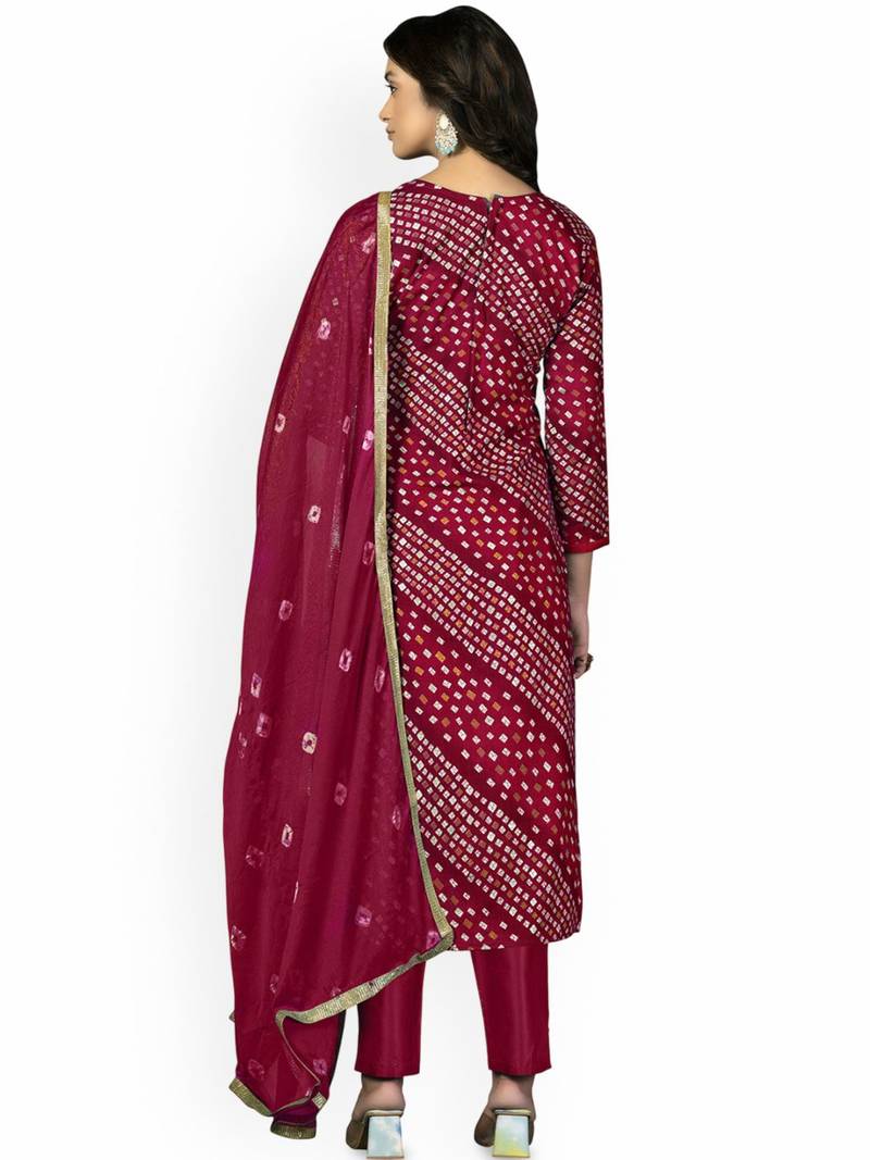 Floral Printed Zari Unstitched Dress Material